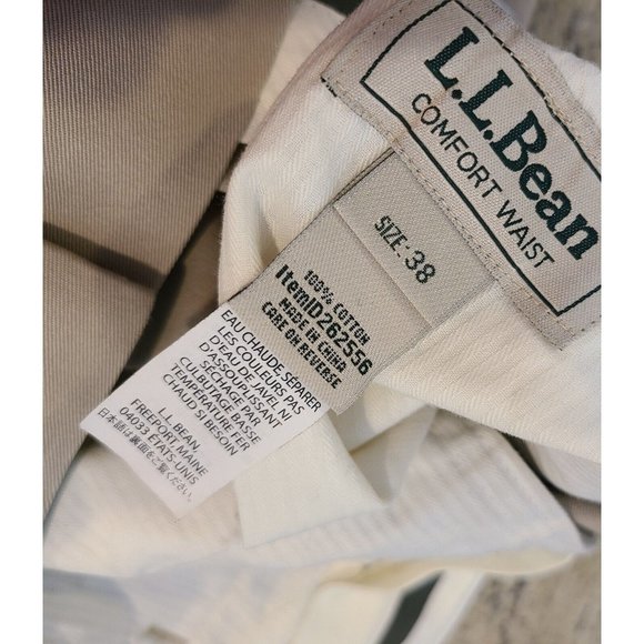 LL Bean Chino Pants Men’s Size 38x28 Tan Khakis Comfort Waist 100% Cotton 262556 - Picture 10 of 15
